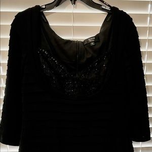 Black cocktail dress with beaded bodice